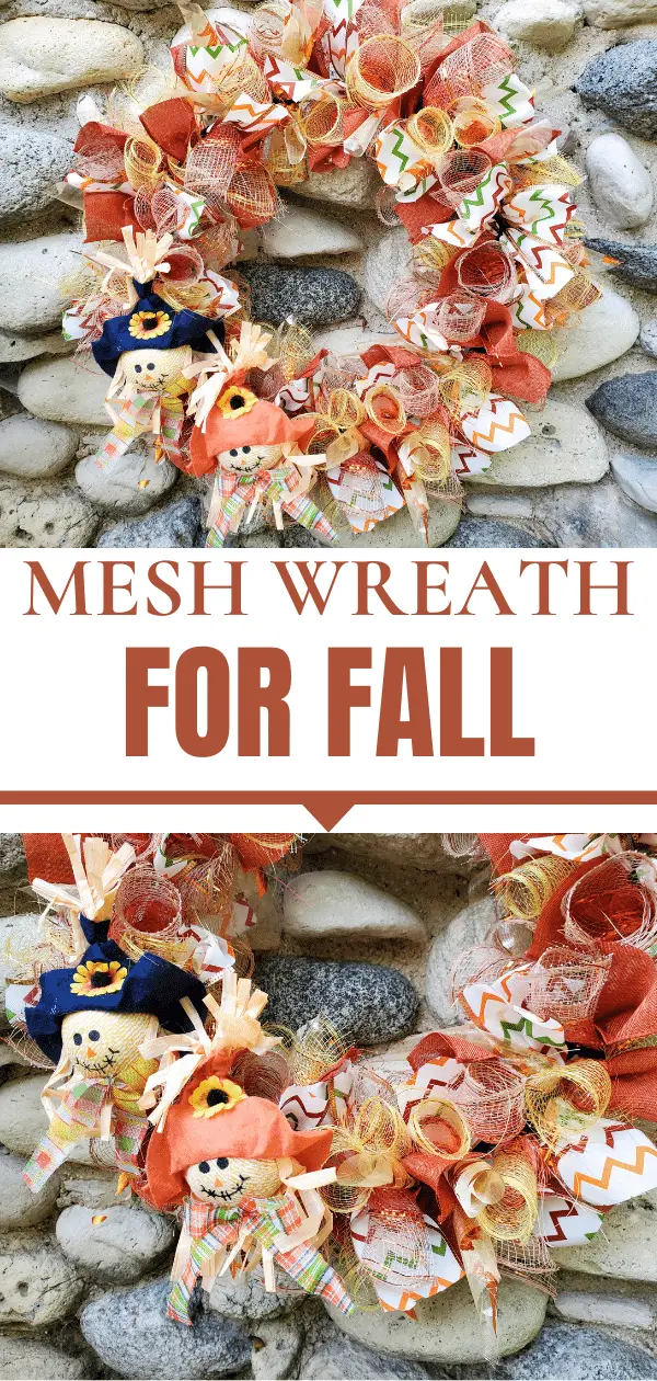 Handmade scarecrow fall mesh wreath